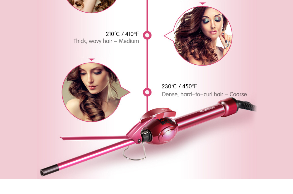 MARSKE LCD Curling Iron Wand Stick Hair Curler Ceramic Hairdressing Tool