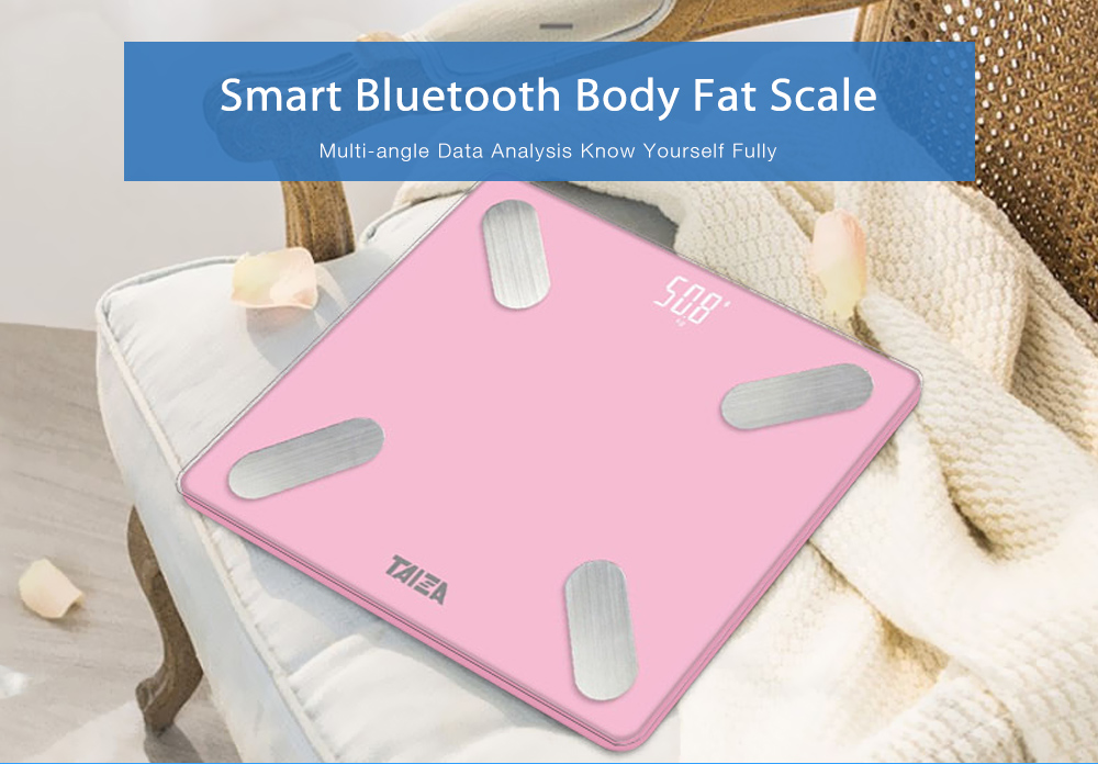TAIZA M1G - 947 Smart USB Recharging Bluetooth Fat Scale - Light Pink