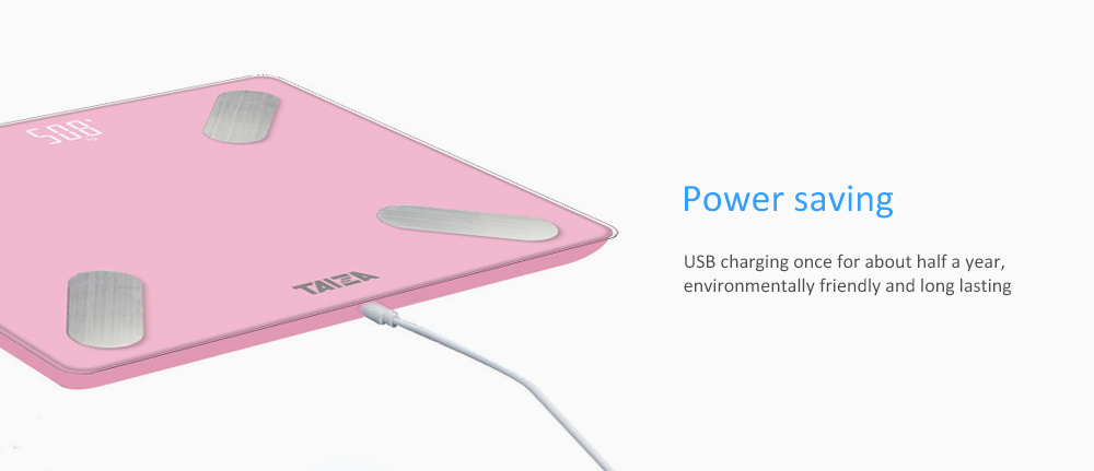 TAIZA M1G - 947 Smart USB Recharging Bluetooth Fat Scale - Light Pink
