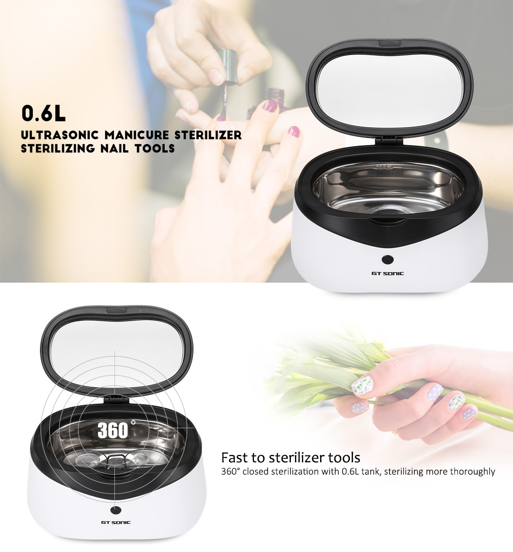 GT Sonic 0.6L Digital Ultrasonic Manicure Sterilizer Cleaner Sterilizing Nail Tools Disinfection Machine