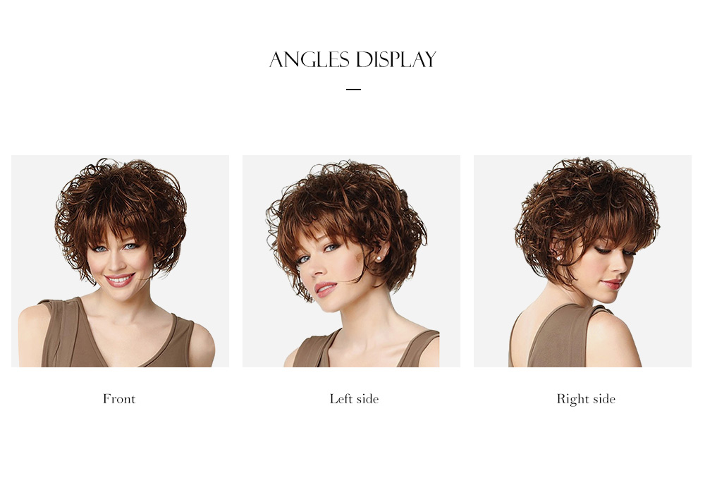 Short Wavy Curly Fluffy Synthetic Wig with Bangs