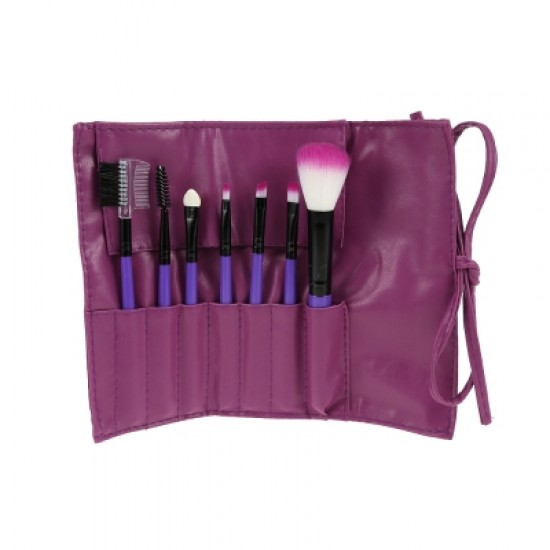 Makeup Brushes with Wallet Style Cosmetic Brush Bag 7pcs