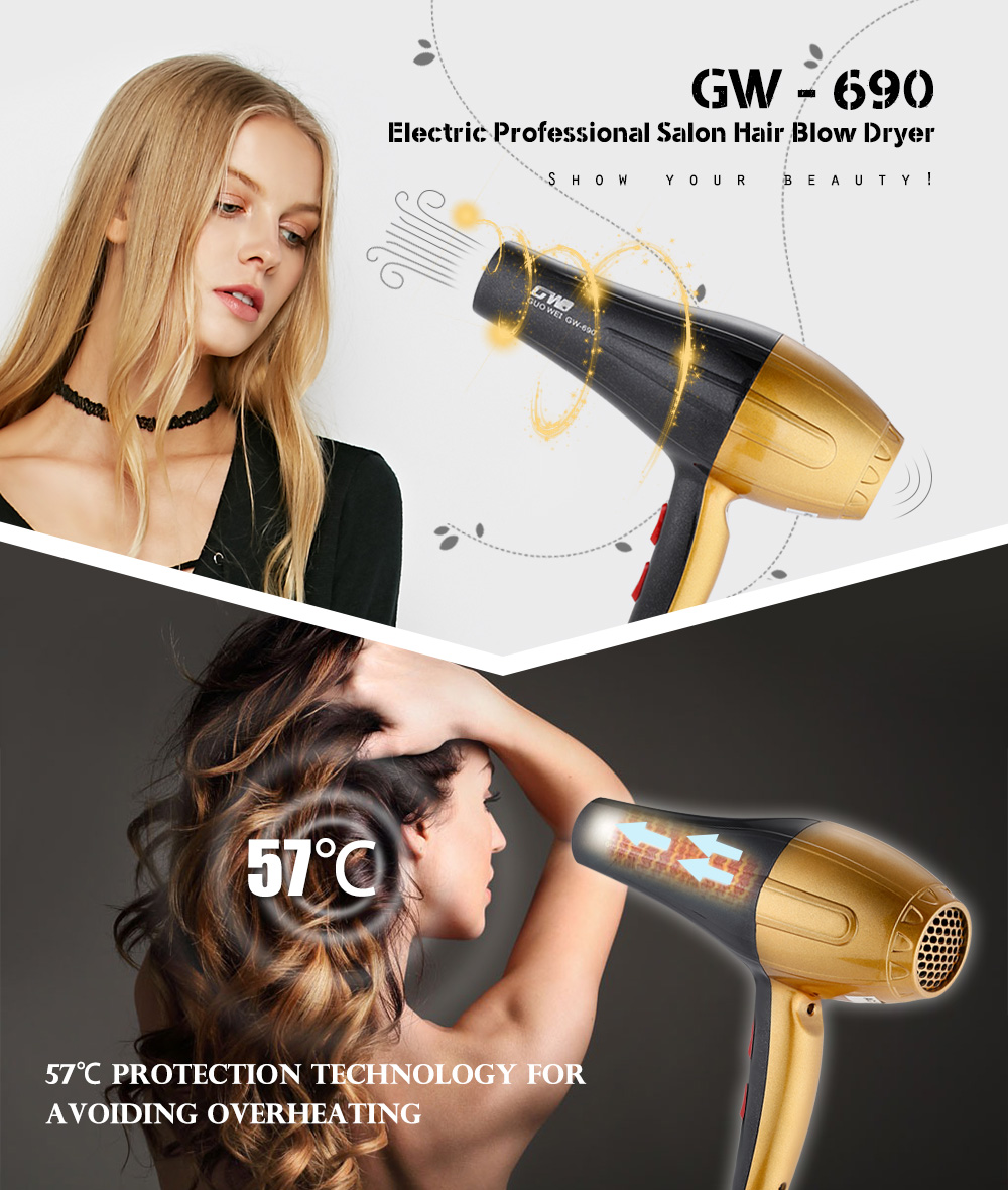 Guowei GW - 690 Professional Salon 3000W Electric Hair Blow Dryer