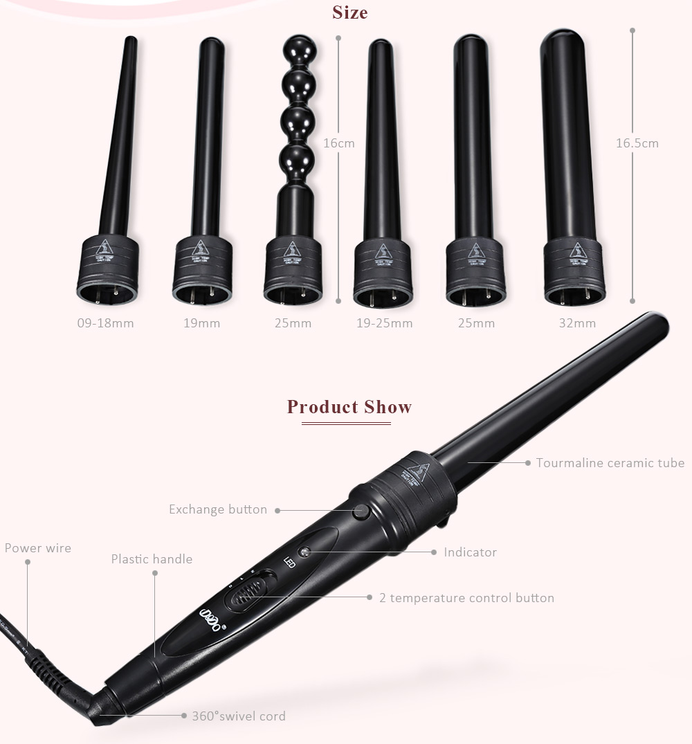 DODO 6 in 1 Curling Iron Ceramic Hair Curler Roller Styling Tool