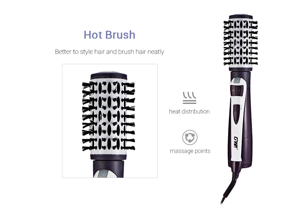GW - 6508 Hair Styling Tool Dryer Curler Electric 2 in 1 Rotating Hot Brush