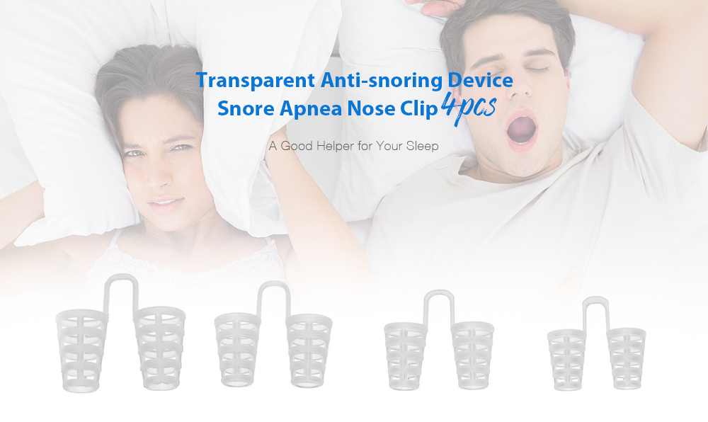 Transparent Anti-snoring Device Snore Apnea Nose Clip Sleeping Aid Equipment 4pcs - Transparent