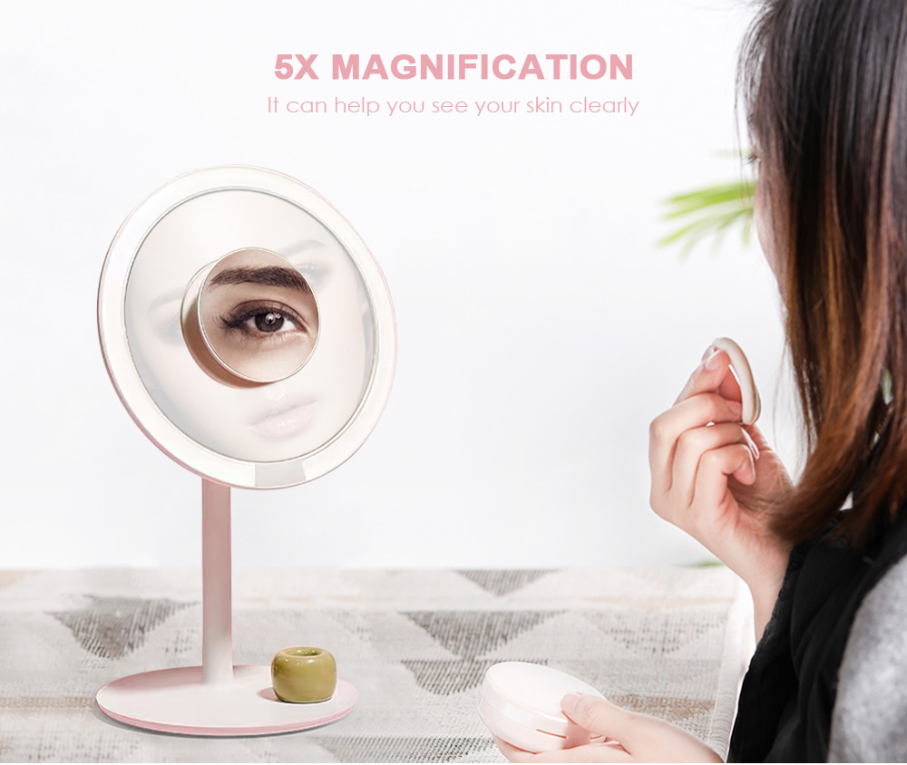 AMIRO 82mm LED Make-up Mirror with 5X Magnifying Cosmetic Backup