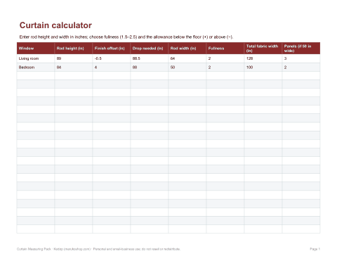 Preview of the first page of Calculator (XLSX)